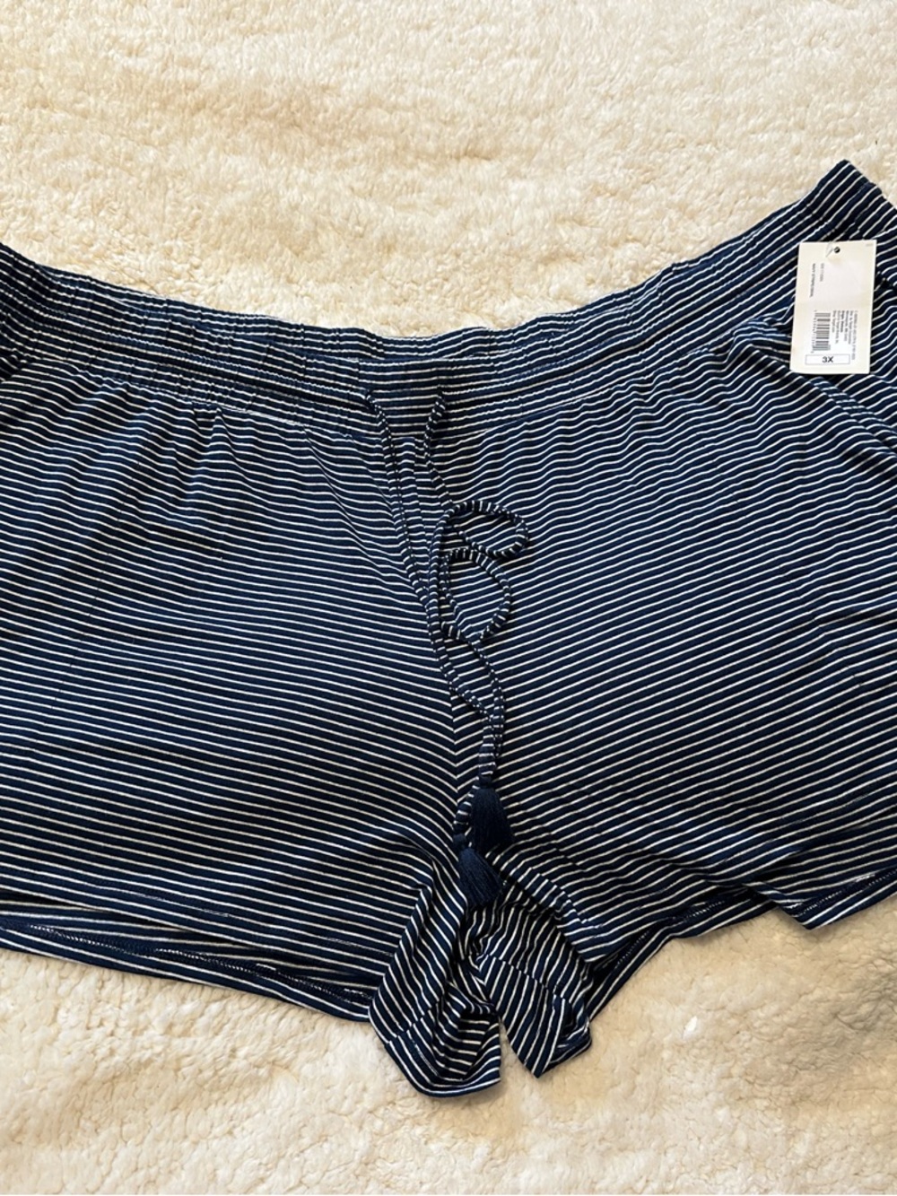 stars above Navy and White Striped Lounge Shorts